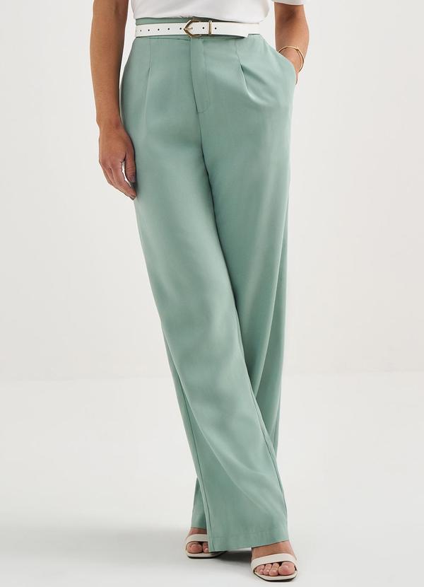 Principessa - Calça em Alfaiataria de Viscose Verde Danubia