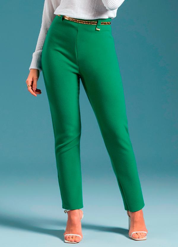Gris - Calça em Alfaiataria Feminina Adulto Verde