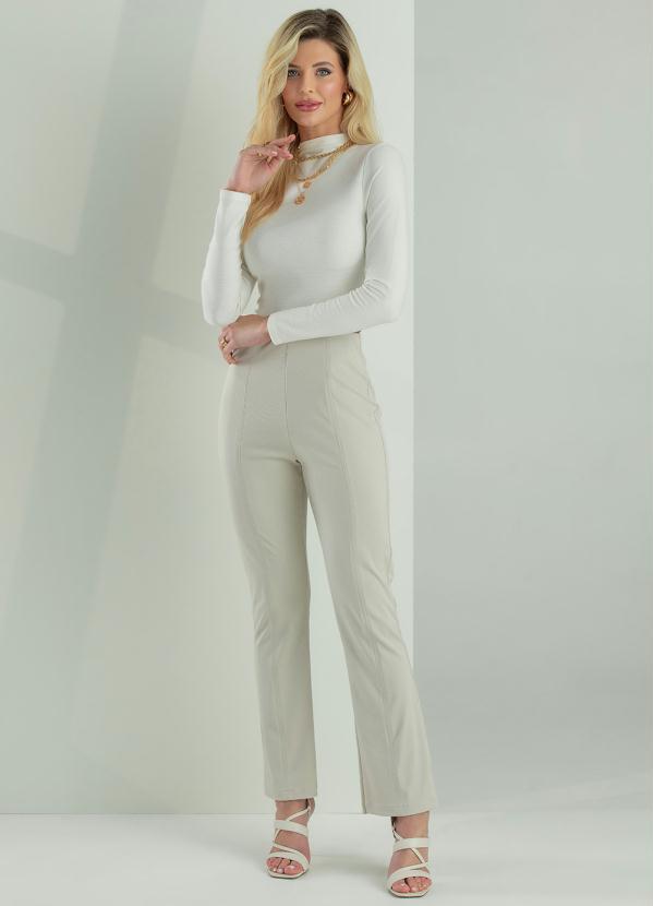 Gris - Calça Feminina Adulta em Tecido Sarja Cinza 4