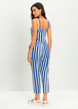 Essendi - Calça Feminina Alfaiataria Listrada Azul - ESSENDI