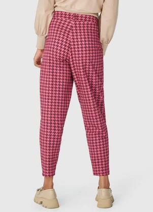 Malwee - Calça Feminina Alfaiataria Pied de Poule Rosa - MALWEE