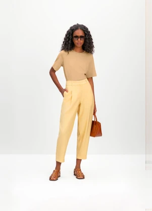 Essendi - Calça Feminina em Alfaiataria Amarelo - ESSENDI