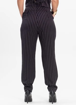Rovitex - Calça Feminina em Alfaiataria Risca de Giz Preto - ROVITEX