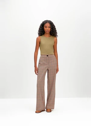 Essendi - Calça Feminina em Fio Tinto Marrom - ESSENDI