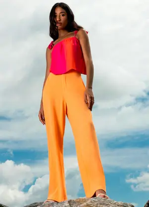 Endless - Calça Feminina Linho Strong Laranja - ENDLESS