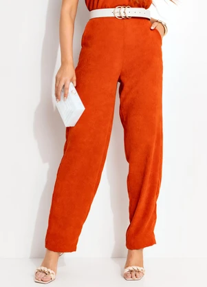 Quintess - Calça Ferrugem em Tecido de Cotelê - QUINTESS