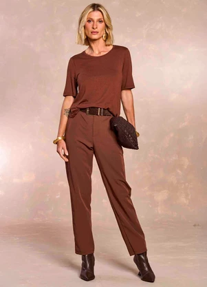 Doce Trama - Calça Jardim Boho em Alfaiataria Marrom - DOCE TRAMA
