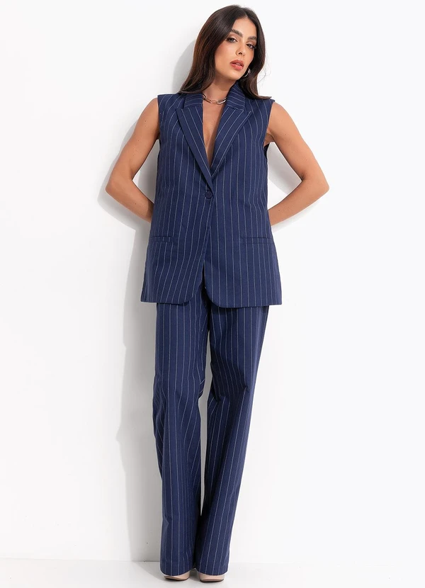 Colcci - Calça Risca de Giz Azul 3