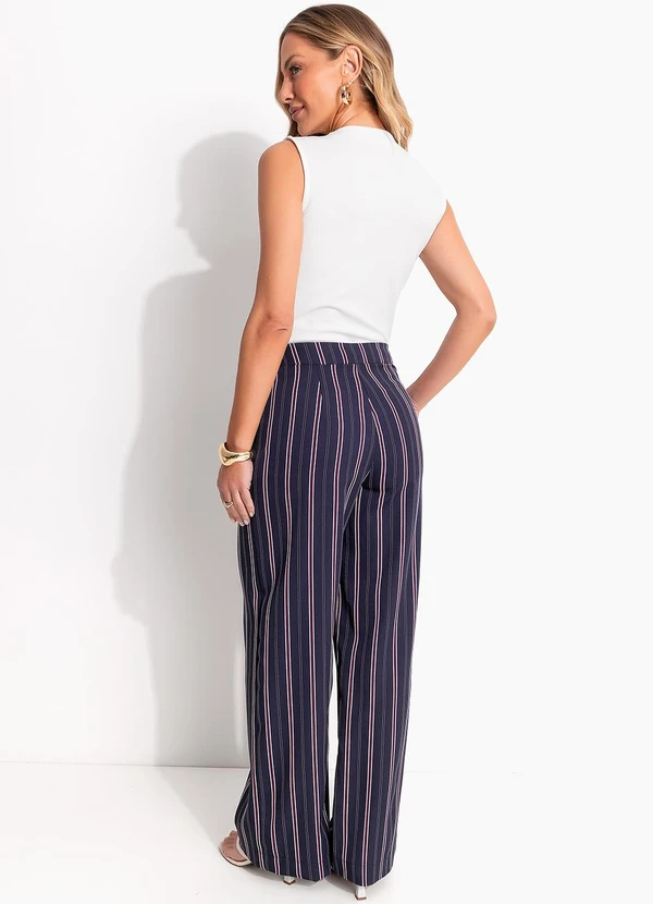 Quintess - Calça Listrado Marinho em Poliéster com Elastano 5