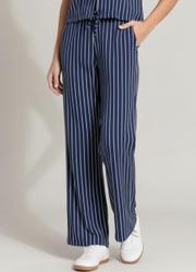 Cala Listrado Marinho em Tecido de Polister