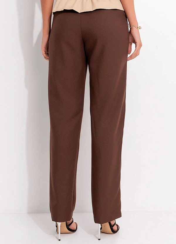 Quintess - Calça Marrom em Crepe Plano 11
