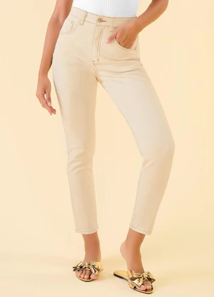 Angel - Calça Mom DenimBege - ANGEL