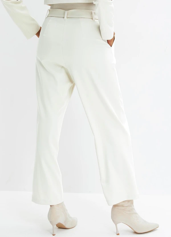 bonprix - Calça Off White em Crepe Plano 3