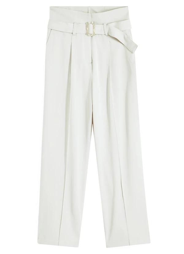 bonprix - Calça Off White em Crepe Plano 7