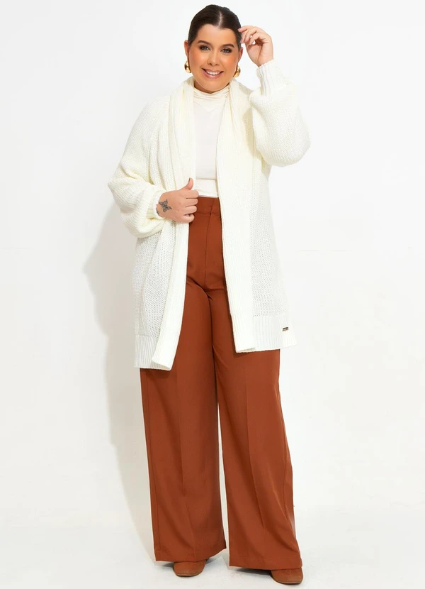 Quintess - Calça Pantalona Avelã em Alfaiataria 3