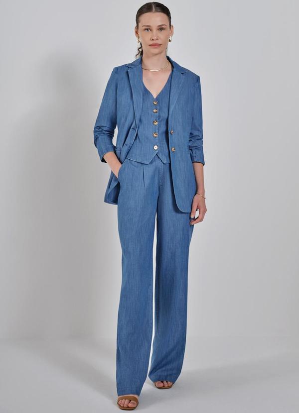 Principessa - Calça Pantalona Jeans Azul Dione Azul 5