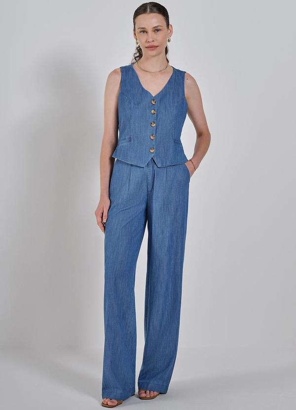 Principessa - Calça Pantalona Jeans Azul Dione Azul 8