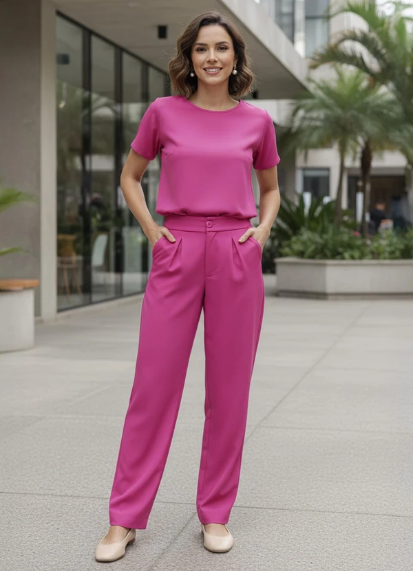 Quintess - Calça Pink em Crepe Plano 3