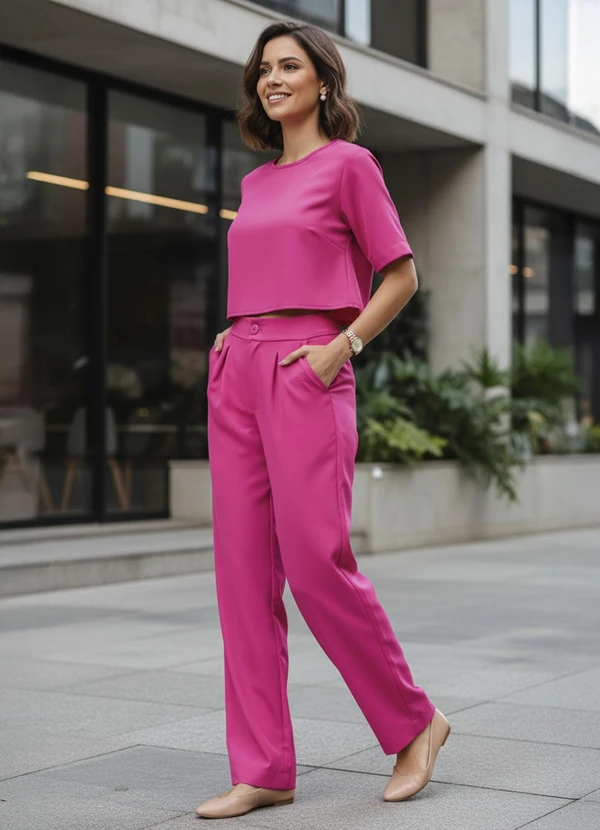 Quintess - Calça Pink em Crepe Plano 4