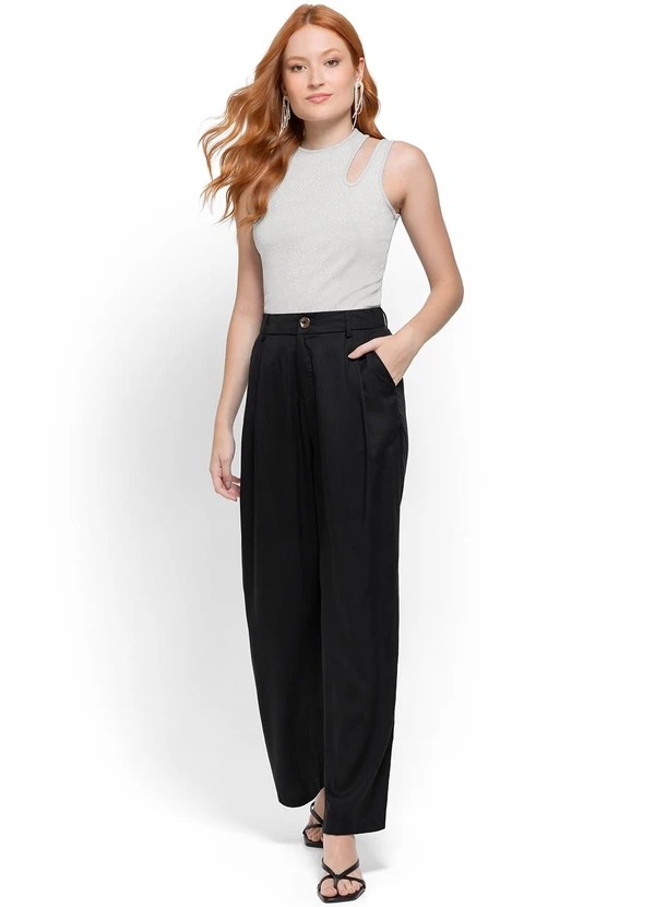 Enfim - Calça Preta Alfaiataria em Liocel 2