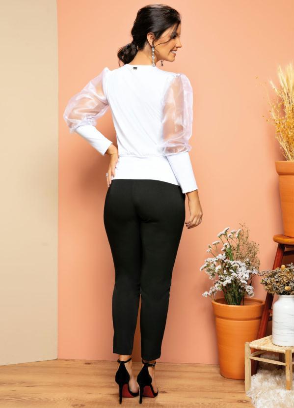 Quintess - Calça Preta Cigarrete com Cinto e Bolsos 6