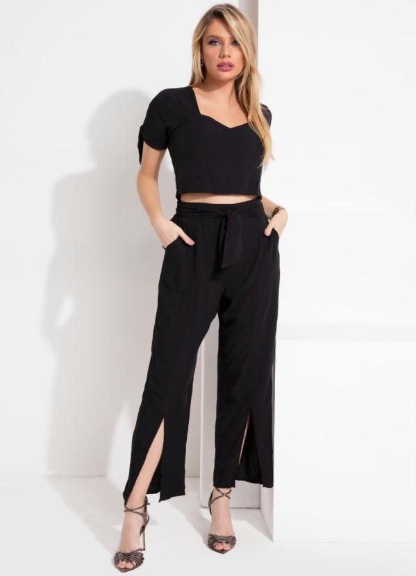 Outlet - Calça Preta com Faixa para Amarrar 3