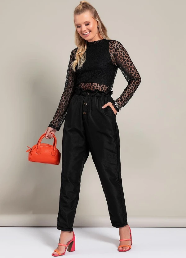 Moda Pop - Calça Preto em Tactel 10