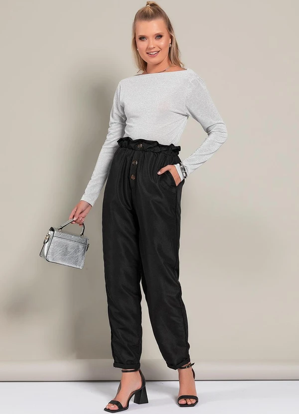 Moda Pop - Calça Preto em Tactel 5