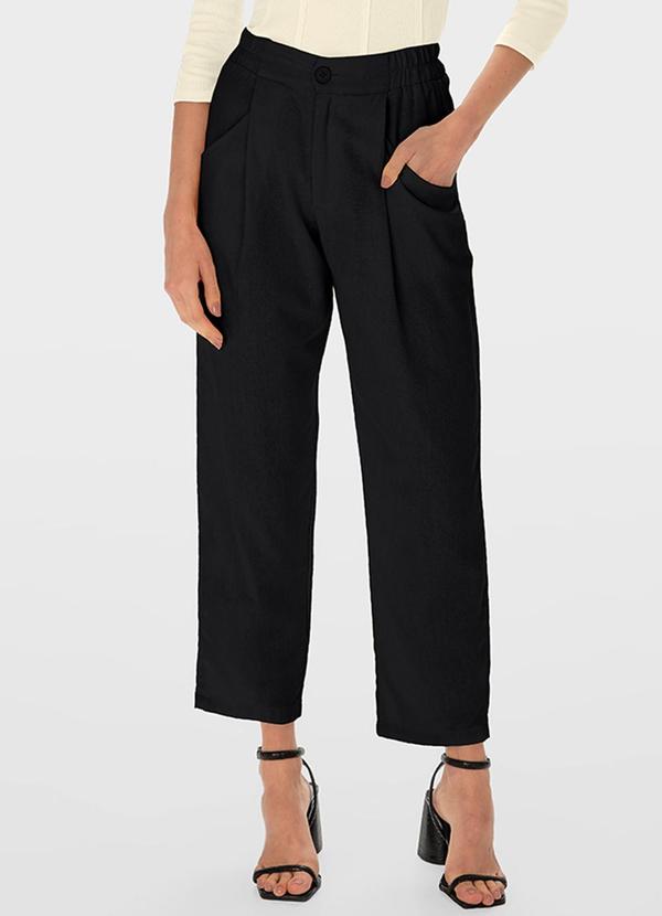 Malwee - Calça Preto Reta em Viscolinho