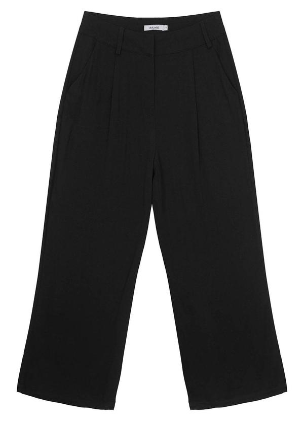 Malwee - Calça Preto Reta em Viscose Sarjada