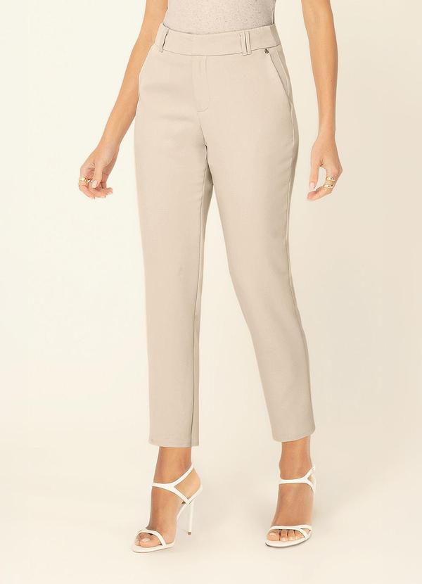 Gris - Calça Reta em Alfaiataria Bege