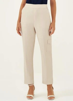 Principessa - Calça Reta Regular com Bolso Cargo Aveia Thaisa - PRINCIPESSA