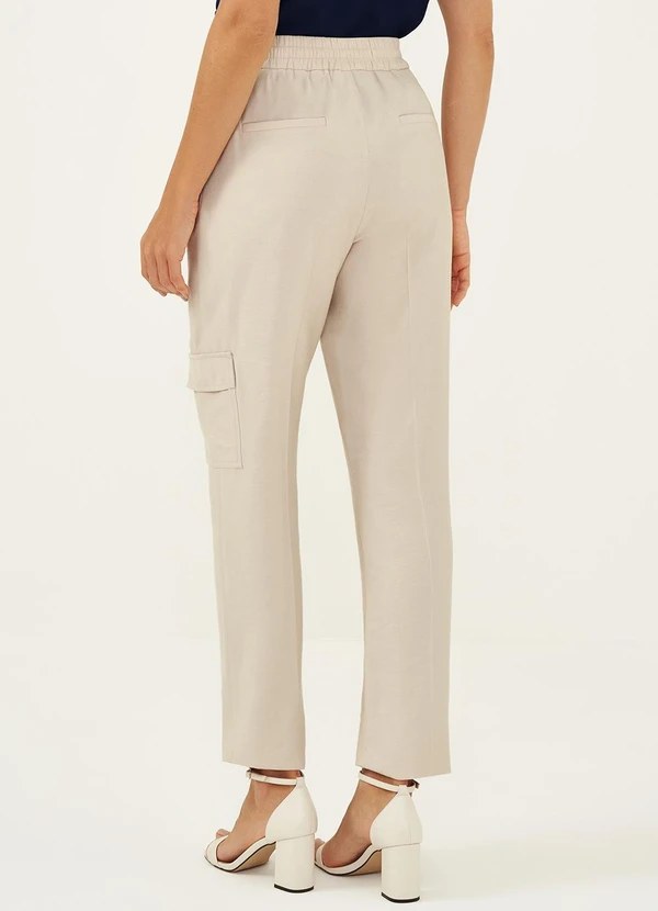 Principessa - Calça Reta Regular com Bolso Cargo Aveia Thaisa 2