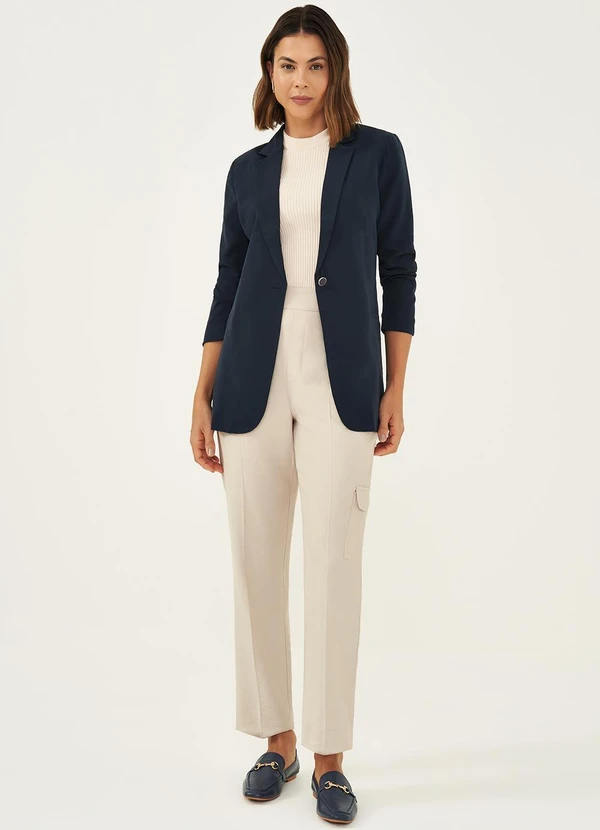 Principessa - Calça Reta Regular com Bolso Cargo Aveia Thaisa 7