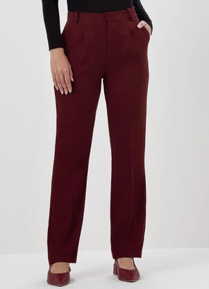 Principessa - Calça Reta Regular de Alfaiataria Bordô Taciane - PRINCIPESSA