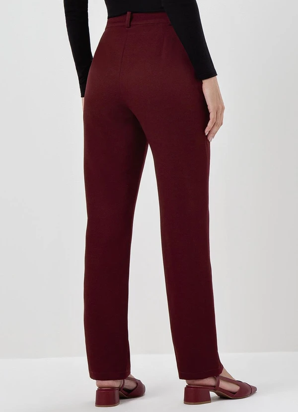 Principessa - Calça Reta Regular de Alfaiataria Bordô Taciane 2