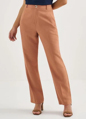 Principessa - Calça Reta Regular de Alfaiataria Camel Cleide - PRINCIPESSA