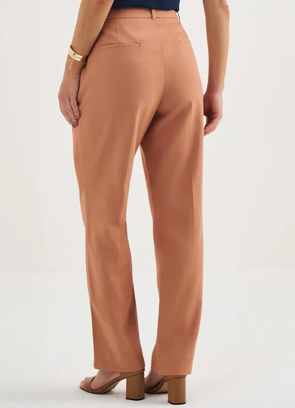 Principessa - Calça Reta Regular de Alfaiataria Camel Cleide 2