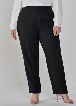 Principessa - Calça Reta Slim de Alfaiataria com Prega Plus Size Ana Iris - PRINCIPESSA