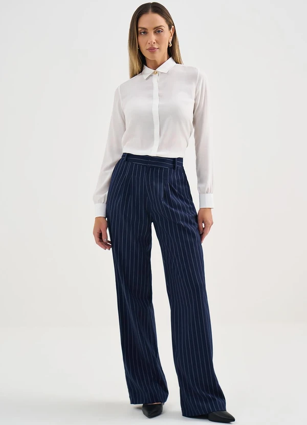 Principessa - Calça Risca de Giz Marinho/Off White Alice 3