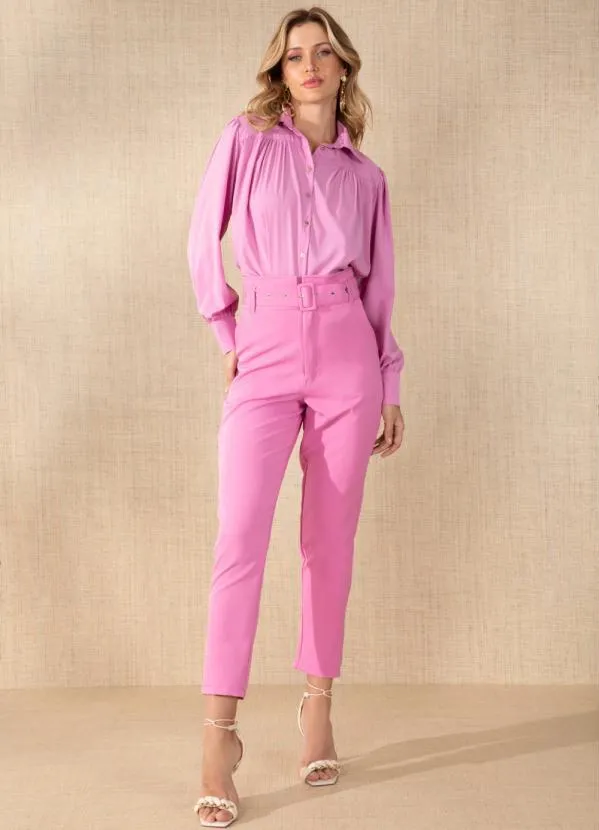 Quintess - Calça Rosa Social com Cinto 3