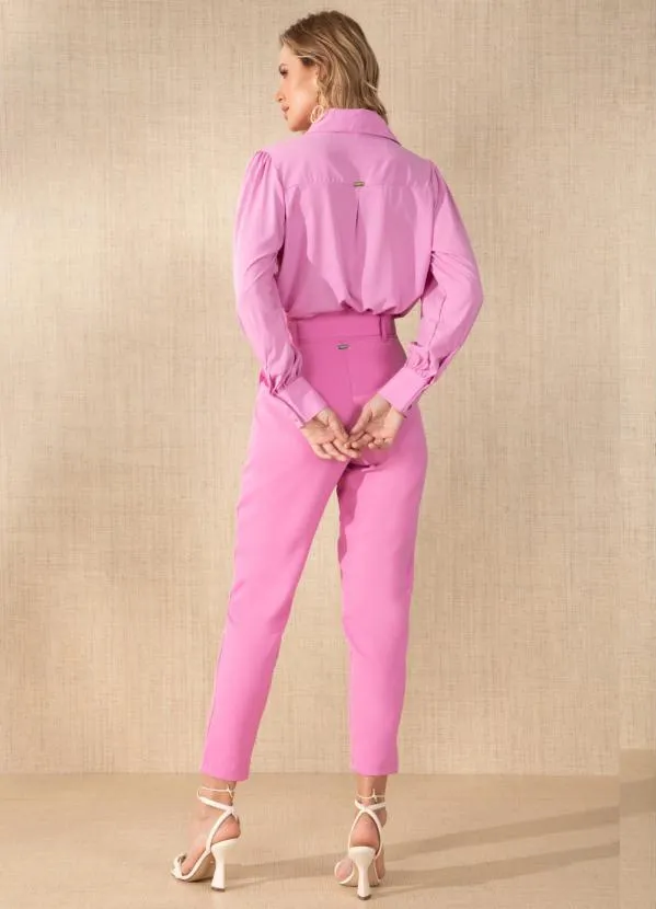 Quintess - Calça Rosa Social com Cinto 4