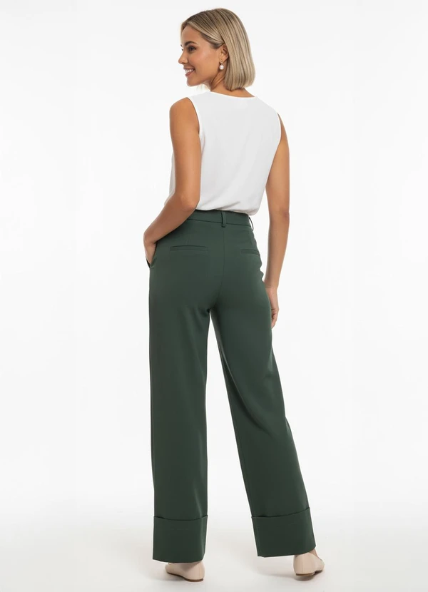 Quintess - Calça Verde em Crepe Plano 2