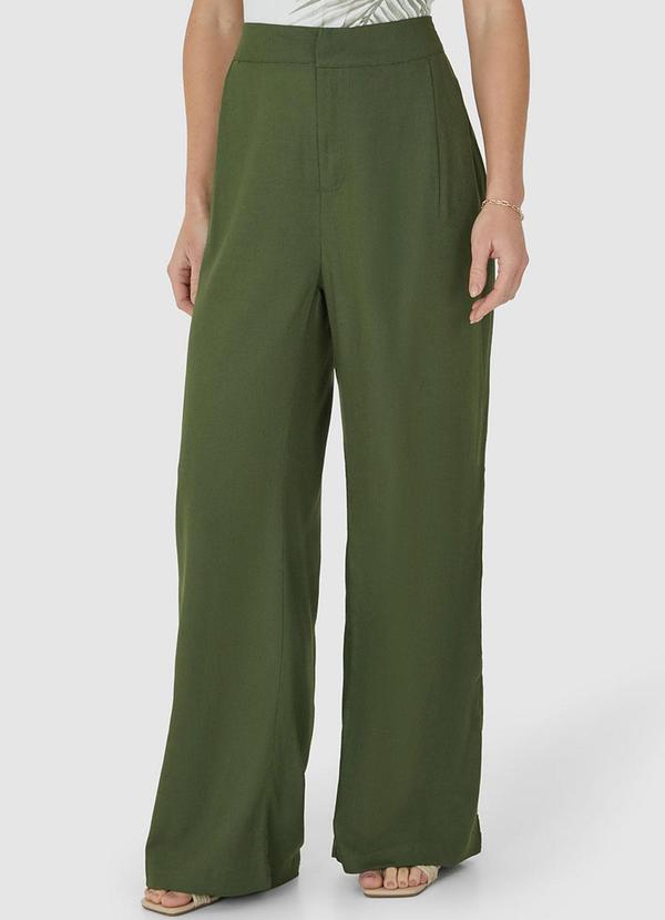 Malwee - Calça Verde Oliva Alfaiataria em Viscolinho