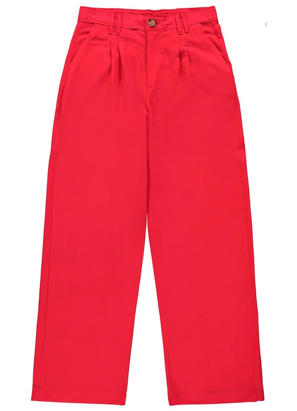 Enfim - Calça Vermelha Alfaiataria em Viscolinho