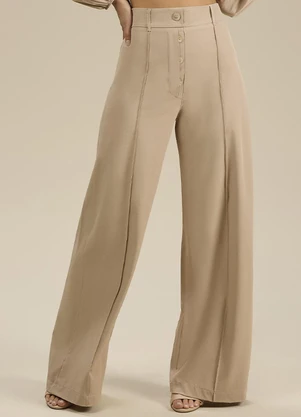 Angel - Calça Wide Alfaiataria Bege - ANGEL
