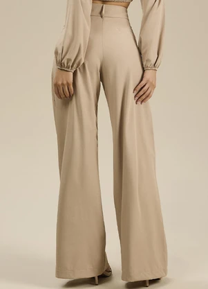 Angel - Calça Wide Alfaiataria Bege - ANGEL