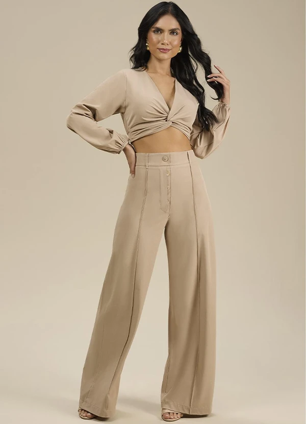 Angel - Calça Wide Alfaiataria Bege 3