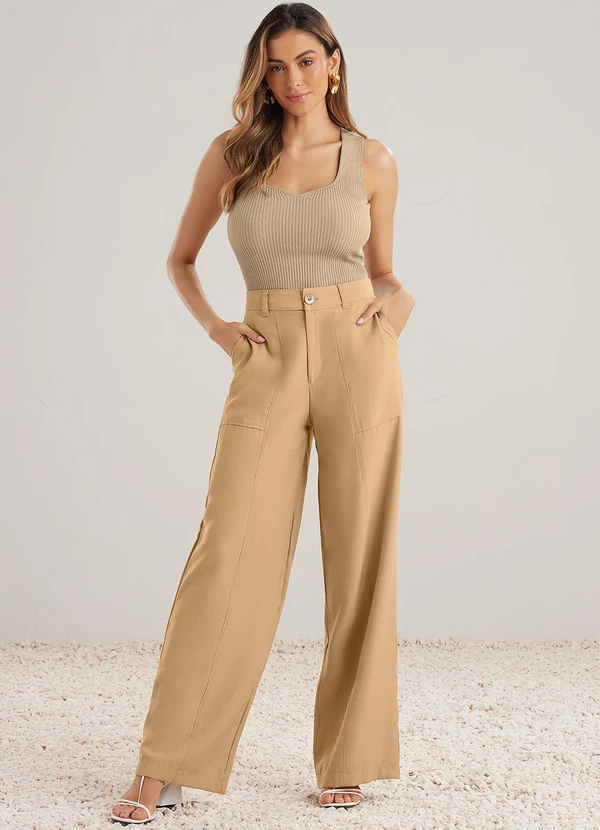 Angel - Calca Wide Alfaiataria Bege 3