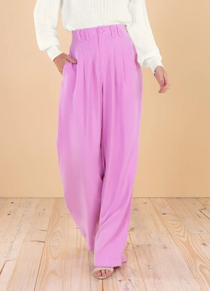 Angel - Calça Wide Alfaiataria Rosa - ANGEL